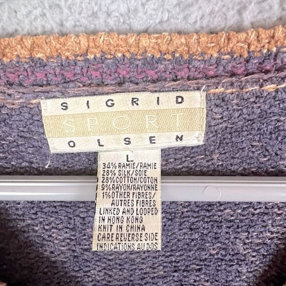 SIGRID OLSEN WOMENS CARDIGAN PURPLE GREEN SIZE L - Picture 3 of 10